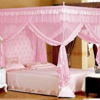 Pink Court Style Princess Mosquito Net Princess Lace Curtain Net Bed Canopy
