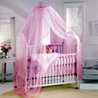 Open Mouth Mosquito Net White / Pink Baby Kids Bed Canopy / Mosquito Net New