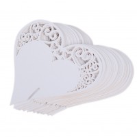 50pcs White Double Heart Wedding Table Number Name Place Card Wedding Decoration