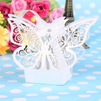 20PCS Butterfly Wedding Favour Box With Organza Ribbon Birthday Party Boxes