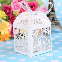 25PCS Hollow Bird Wedding Favour Box With Ribbon Birthday Party Boxes