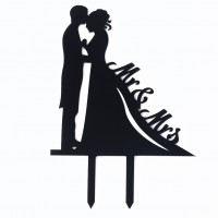 1 Pcs Black Romantic Cake Topper Kissing Couple Bride and Groom Cake decor