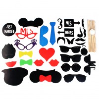 31PCS DIY Masks Photo Booth Props Mustache On A Stick Wedding Birthday Party