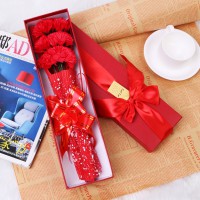 6pcs Carnation Soap Flower with Gift Box Birthday Romantic Wedding Oil Set Bath
