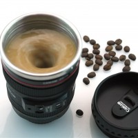 Canon Fifth Generation Stainless Steel Coffee Creative Camera Lens Mixing cup