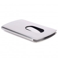 Card Holder Stainless Steel Thumb Slide Out Pocket Business Card Modern Case