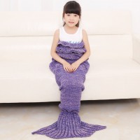 Warm and Soft Kids Knitted Mermaid Blanket Sleeping Bag Sofa Quilt Living Room