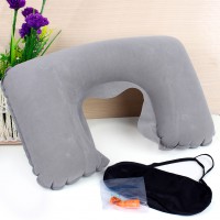 Comfortable 3 in1 Inflatable Air Cushion Neck Pillow + Eye Mask + 2 Ear Plugs