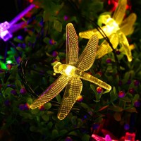 20 LED Outdoor Solar String Lights Dragonflies Shape for Christmas Trees Garden