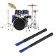 1 Pair Retractable Telescopic Drum Blue Nylon Brushes Sticks Black Handle